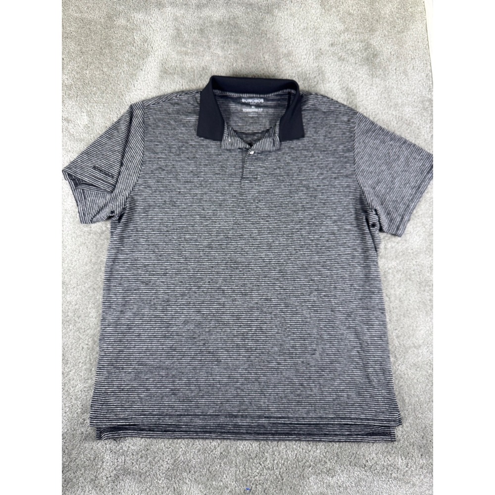 Bonobos Golf Mens XL Standard Fit Polo Shirt Black Grey Striped Performance Top